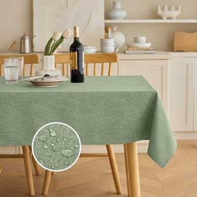 Decorelia Rectangle Linen Farmhouse Tablecloth for 10ft Table, (Oblong, 60 x 144 Inch (12-14 Seats), Sage Green) - Image 1