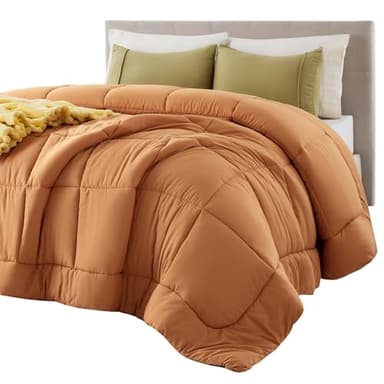 Bedsure Comforter Duvet Insert - Quilted Comforters Queen Size, All Season Duvet, GentleSoft Down Alternative Bedding, with 8 Tabs, Gifts for Women/Men, Burnt Orange, Queen 88 x 88 Inches - Image 1