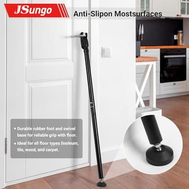 JSungo 2-in-1 Sliding Door Security Bar, Upgrade Doors Stoppers Security, Heavy-Duty Door Jammer Doors Stopper for Sliding Window, Adjustable Door Jammer for Home, Apartment, and Hotel, Black, 1 Pack - Image 4