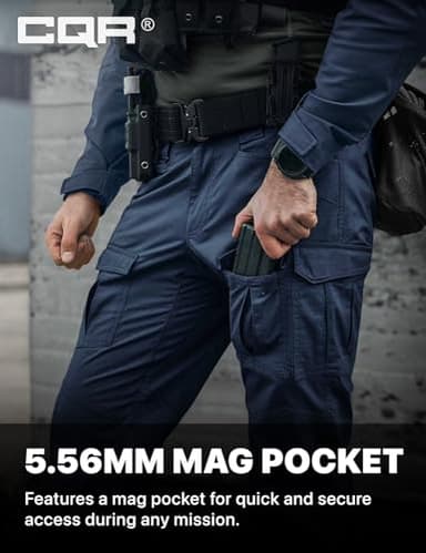 CQR Men's Flex Ripstop Tactical Pants, Water Resistant Stretch Cargo Pants, Lightweight EDC Hiking Work Pants, Breacher Midnight Blue, 36W/34L - Image 5