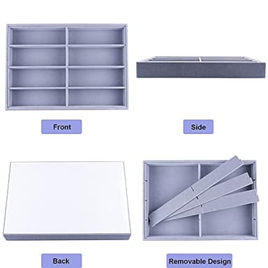STYLIFING Sunglasses Organizer Tray, 8 Grids Eyeglasses Watch Holder Display Storage Case for Women Men - Gray - Image 6
