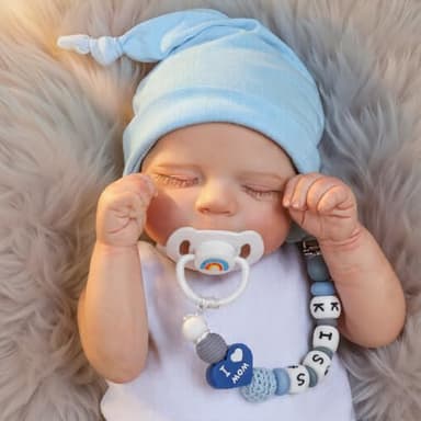 CHAREX Realistic Reborn Baby Dolls Boy - 18 Inch Newborn Sleeping Baby Dolls, Lifelike Reborn Baby Dolls with Weighted Soft Cloth Body Birthday Gift Toy for Age 3+ - Image 2