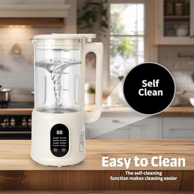 Nut Milk Maker, 8 in 1 Homemade Automatic Plant-Based Milk, Soy Milk, Oat Milk, Almond Milk, Coconut Milk & More, Multifunctional/12 Hours Timer/Auto-Clean/Room Temp/Keep Warm/Boil/Room Temp/Low-Noise - Image 5