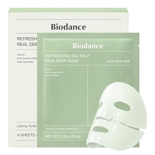 BIODANCE Refreshing Sea kelp Real Deep Mask, Overnight Hydrogel Mask, Calming, Oil & Sebum Control, Blemish Care, Korean Skincare, Stocking Stuffers for Teen Girls | 1.19oz(34g) x 4ea - Image 1