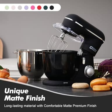 Kitchen in the box Stand Mixer, 4.5QT+5QT Two bowls Electric Food Mixer, 10 Speeds 3-IN-1 Kitchen Mixer for Daily Use with Egg Whisk,Dough Hook,Flat Beater (Onyx Black, 5QT) - Image 3
