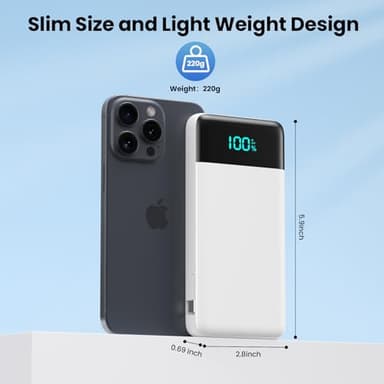Portable Charger for iPhone with Built in Cables and Wall Plug,Upgraded 13800mAh Fast Charging USB C Power Bank,4 Outputs Travel Essential Battery Pack Compatible with iPhone 15/14/13,Samsung-White - Image 5