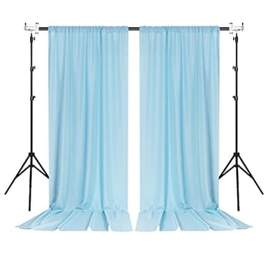 MYSKY HOME 30ft x 10ft Curtains Light Blue Backdrop Curtains for Parties Wedding Curtains Stage Curtains Rod Pocket Sliding Drapes Photography Backdrop for Baby Showers, 5ft x 10ft, 6 Panels - Image 8