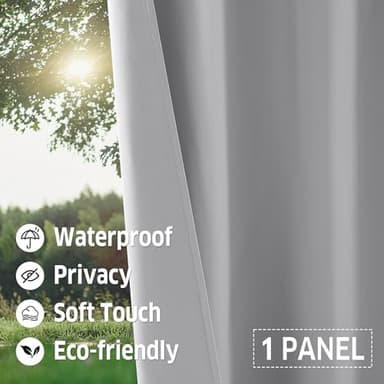 RYB HOME Patio Curtain Outdoor - Extra Wide Blackout Curtains Waterproof Windproof Privacy Outdoor Indoor Curtains for Porch Gazebo Pavilion, Wide 100 x Long 84 Inch, Light Grey - Image 5