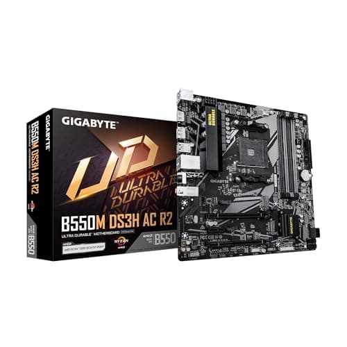 GIGABYTE B550M DS3H AC R2 AMD AM4 Motherboard, Micro-ATX, DDR4, Dual M.2, SATA 6Gb/s, WIFI5, Realtek GbE LAN, PCIe 4.0 - Image 1