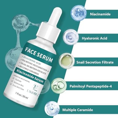 3 Pack 5% Niacinamide Serum with 1% Ceramide T5 & 1% Snail Secretion for Balanced Hydration & Tone (1fl.oz/30ml) - Image 2