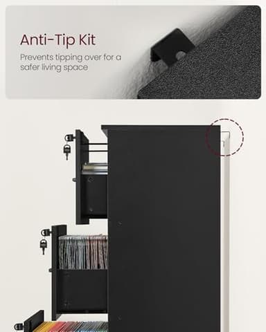 VASAGLE 3 Drawer File Cabinet, File Cabinet with Lock, Printer Stand, Office Filing Cabinet Organizer, for A4 and Letter Size Files, Ink Black UOFC055B16 - Image 7