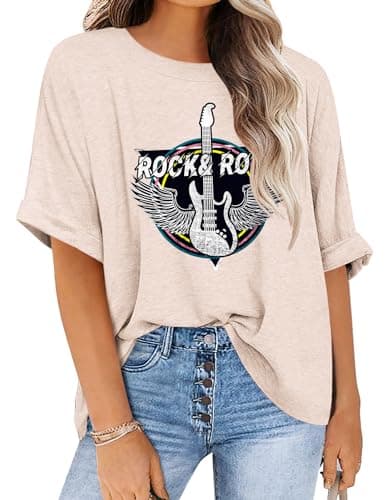 IN'VOLAND Womens Short Sleeve Oversized Tops Summer Crew Neck Loose Casual Tee T-Shirt - Image 1