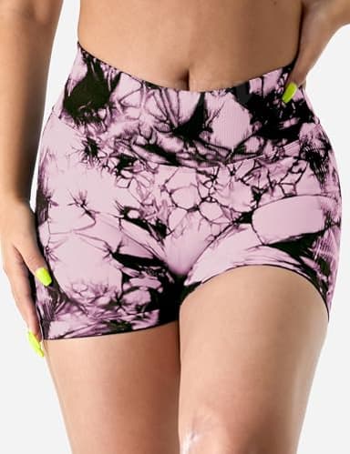 VOYJOY Women Workout Shorts 3.6" Scrunch Butt Lifting Gym Seamless Yoga Biker Shorts Light Pink - Image 3