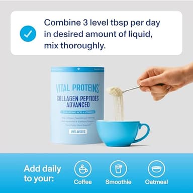 Vital Proteins Collagen Peptides Powder Advanced with Hyaluronic Acid & Vitamin C - 20oz Collagen Protein, Unflavored, 27 Servings - Image 6