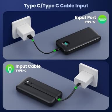Portable Charger 40,800mAh Power Bank, 25W PD QC 4.0 Fast Charging Portable Phone Charger with Built-in Cables,LCD Display USB C Battery Pack Compatible with iPhone 16/15/14,Android Samsung (Black) - Image 6