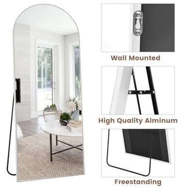 ZMYCZ Mirror Full Length, 71"x26" Arched Full Length Mirror, Arch Mirror with Stand, Large Standing Mirrors, Oversized Full Body Mirrors with Aluminum Frame for Bedroom, Living Room (White) - Image 5