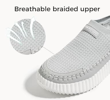 LUCKY STEP Platform Sneakers for Women Slip on Knit Chunky Fashion Casual Retro Braided Tennis Lightweight Walking Shoes(Grey,9) - Image 2