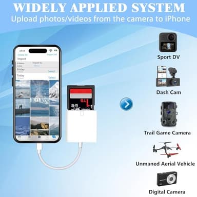 iPhone SD Card Reader USB C, Digital Camera Adapter iPhone 17, Trail Camera SD Card Reader USB C Memory Card Reader for iPhone 17/16/15/iPad/MacBook/iMac/Galaxy/Android - Image 6