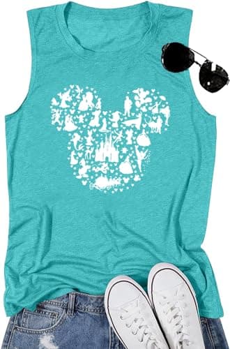 Magical Tanks Tops for Women Magic Kingdom Castle Shirt Castle Fairy Graphic Tee Girls Trip Summer Vacation Sleeveless Tops-XL (Mint Green) - Image 1