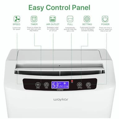 Waykar 2000 Sq. Ft Dehumidifier for Home and Basements, with Auto or Manual Drainage, 0.66 Gallon Water Tank Capacity - Image 2