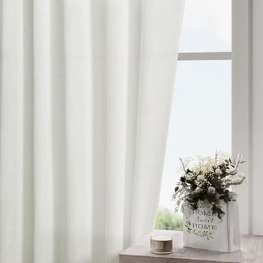 Ivory Kitchen Cafe Curtains 45 Inch Length 2 Panel Set Back Tab Rod Pocket Semi Sheer Light Filtering Short Curtain Farmhosue Small Curtains for Basement Window Bathroom Living Room 52x45 Inches Long - Image 2