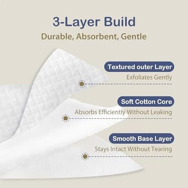 Ourmed Life Large Cotton Pads for Makeup Removal, Soft & Lint-Free Face Pads with Pressed Seam Design, Durable Makeup Remover Pads for Facial Cleansing on All Skin Types, 3x3 Inch, 60 Count - Image 7