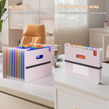 ThinkTex Accordion File Organizer, 12 - Pocket Expanding File Folders Upright & Open Top,for Paper Receipts, Bills&Taxes Organizer, Letter/A4 Size for School, Office, Home with tab-Pinkish Purple - Image 6