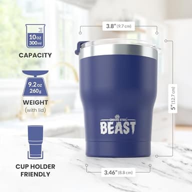 Beast 10 oz Tumbler Stainless Steel Vacuum Insulated Coffee Ice Cup Double Wall Travel Flask (Royal Blue) - Image 6