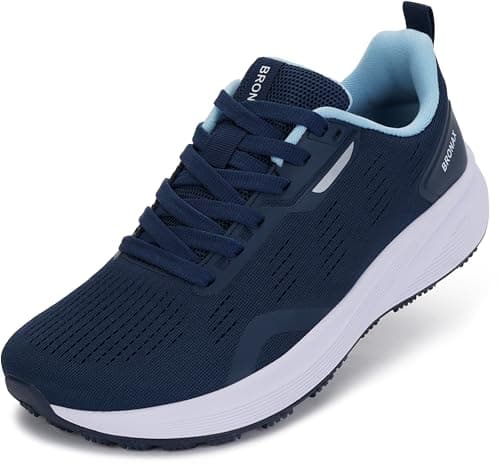 BRONAX Wide Road Running Shoes for Women Outdoor Size 6.5w Walking Jogging Runny Comfy Fashion Rubber Casual Rubber Sole Female Sneakers Lightweight Ladies Footwear Blue 37 - Image 1