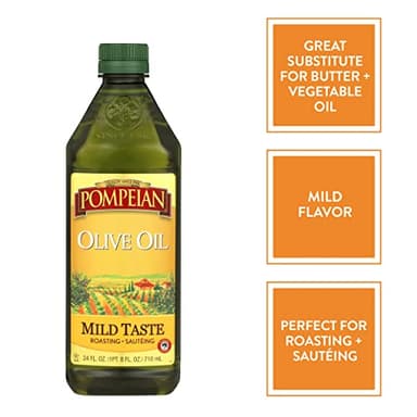 Pompeian Mild Taste Olive Oil, High Heat Cooking, Baking & Sauteing, High Smoke Point, 24 Fl Oz - Image 3