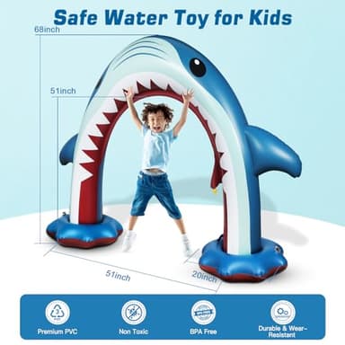 Anpro Giant Shark Sprinkler Kids Inflatable Water Toy Summer Outdoor Play Sprinkler - Image 5