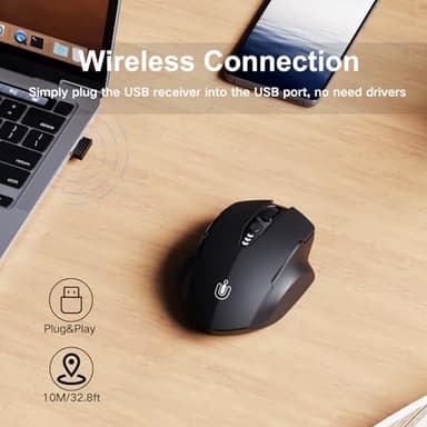 Wireless Mouse,Upgraded 2.4GHz Rechargeable (Battery Level Visible) Ergonomic Computer Mouse,4 Levels DPI, Wireless Mice for Laptop Computer(Matte Black) - Image 2