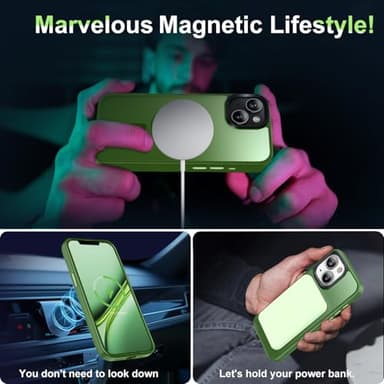 Vlanxie Magnetic for iPhone 13 Case/iPhone 14 Case, [Compatible with Magsafe & Military-Grade Protection] Slim Translucent Matte Phone Case for iPhone 13/14 6.1 inch,Midnight Green - Image 3