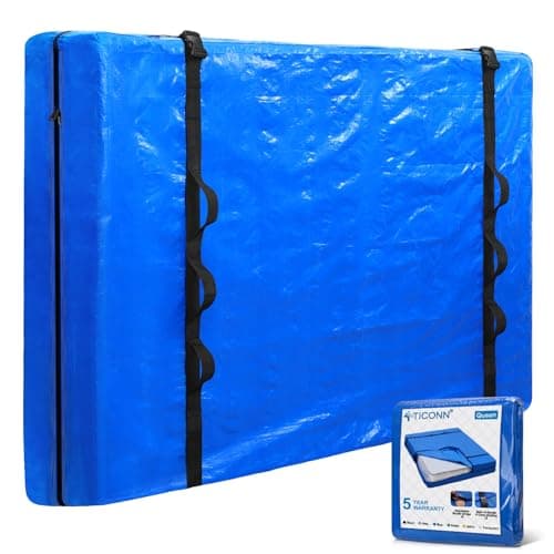 TICONN Mattress Bags for Moving, Heavy Duty Queen Mattress Cover Storage Bag with Full-Around Handle and Adjustable Buckles (Blue, Queen) - Image 1
