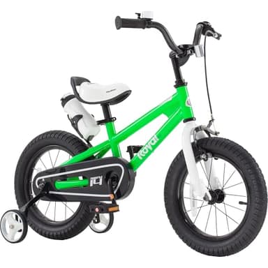 RoyalBaby Freestyle Kids Bike Boys Girls 16 Inch BMX Childrens Bicycle with Training Wheels & Kickstand for Ages 4-7 years, Green - Image 1