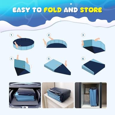 COMMOUDS Foldable Dog Pool, Collapsible Hard Plastic Dog Kiddie Swimming Pool, Portable Pet Bath Tub Wading Pools for Kids and Puppy Small Medium Large Dogs(71inch.D x 12inch.H) - Image 6