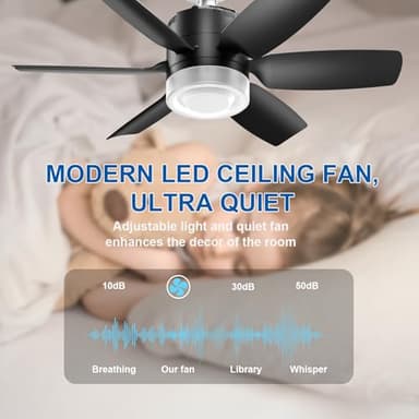 Socket Fan Light with Remote 19.7inch Socket Ceiling Fan with Light Dimmable LED Ceiling Fan,3 Colors 6500K,1500 Lumens Bulb for Garage, Bedroom, Kitchen, Living Room, and Closet Black - Image 5