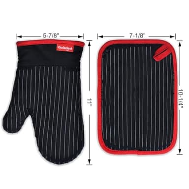 Coziselect Oven Mitts and Pot Holders Set, Cooking Mitts, Heat Resistant Cooking Mitts and Pot Holders, Silicon Oven Gloves Set for Kitchen, Pure Cotton and Terrycloth Lining, Black, 4 Pcs Set - Image 8