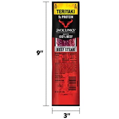 Jack Link's Beef Steak, Teriyaki - Protein Snacks, Meat Snack with 9g of Protein, Made with 100% Beef, Individually Wrapped Bulk Snack Pack, Keto Friendly - 1 Oz. (12 Count) - Image 6