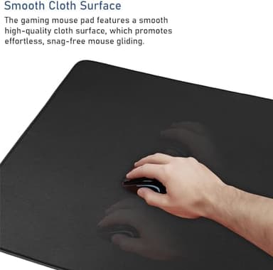 Gaming Mouse Pad, Large Desk Mouse Pad with Stitched Edges,(35.4X15.7In) Durable Non-Slip Natural Rubber Base, Waterproof Computer Keyboard Pad Mat for Esports Pros/Gamer/Desktop/Office/Home, Black - Image 3