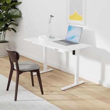 Marsail Glass Standing Desk with Drawer 37 x 22 Inches Stand up Desk Standing Desk Adjustable Height with One-Piece Tempered Glass Top, Ergonomic Home Office Desk with 4 Preset Heights White - Image 2