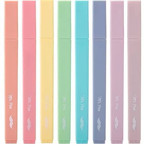 Mr. Pen- Aesthetic Cute Pastel Highlighters Set, 8 pcs, Chisel Tip, Candy Colors, No Bleed Bible Assorted Colors - Image 1