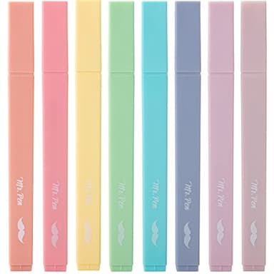 Mr. Pen- Aesthetic Cute Pastel Highlighters Set, 8 pcs, Chisel Tip, Candy Colors, No Bleed Bible Assorted Colors - Image 1