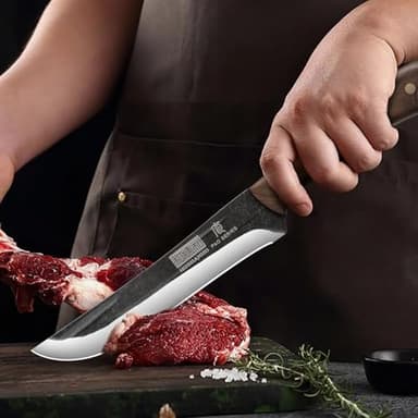 HOSHANHO Butcher Knife Set 3-Piece, Super Sharp Hand Forged Fillet Knife & Dividing Knives & Paring Knives Set, Upgraded High Carbon Stainless Steel Meat Cutting for Home, Outdoor - Image 5