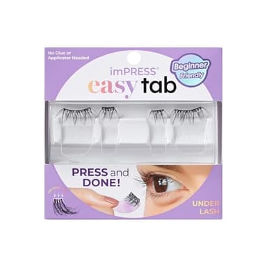 KISS imPRESS Falsies Easy Tab Press On Self Adhesive Eyelashes, Black, 'Classy Natural', 1 Pair of 6mm-7mm Inner Natural Volume Eyelash Clusters & 1 Pair of 6mm-10mm Outer Half-Lashes with Easy Tabs - Image 1