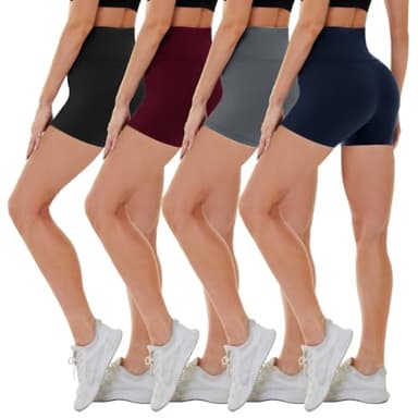 CAMPSNAIL 4 Pack Biker Shorts for Women High Waist - 5"/8" Tummy Control Soft Athletic Yoga Workout Running Gym Shorts - Image 1