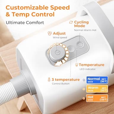 Pecute High-Velocity Dog Hair Dryer, Dog Blow Dryer with Adjustable Speed & Temp, Cool-Warm-Hot Cycle Mode, 4 Nozzles, Soft Noise Pet Dryer for Grooming, Heat Resistant Hose, 6.5ft Cord - Image 3