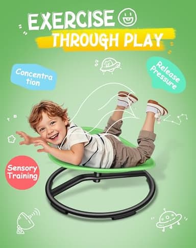 FERUERW Spinning Chair for Autistic Kids, Sensory Swivel Chair, 220LBS Weight Capacity, Sensory Toy for Children with ADHD/Autism, Training Body Coordination, 3+ Years (Light Green) - Image 4