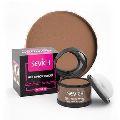 Instantly Hairline Shadow - SEVICH Powder for Grey Hair Root Touch Up, Thinning Hairline & Eyebrows/Beard Line, Windproof & Sweatproof, Brown - Image 1