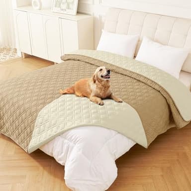 hyha Waterproof Dog Bed Blanket, Soft Pet Blankets, Waterproof Couch Cover for Dogs, Reversible Sofa Covers Washable for Furniture (82x82 Inch, Camel/Beige) - Image 1